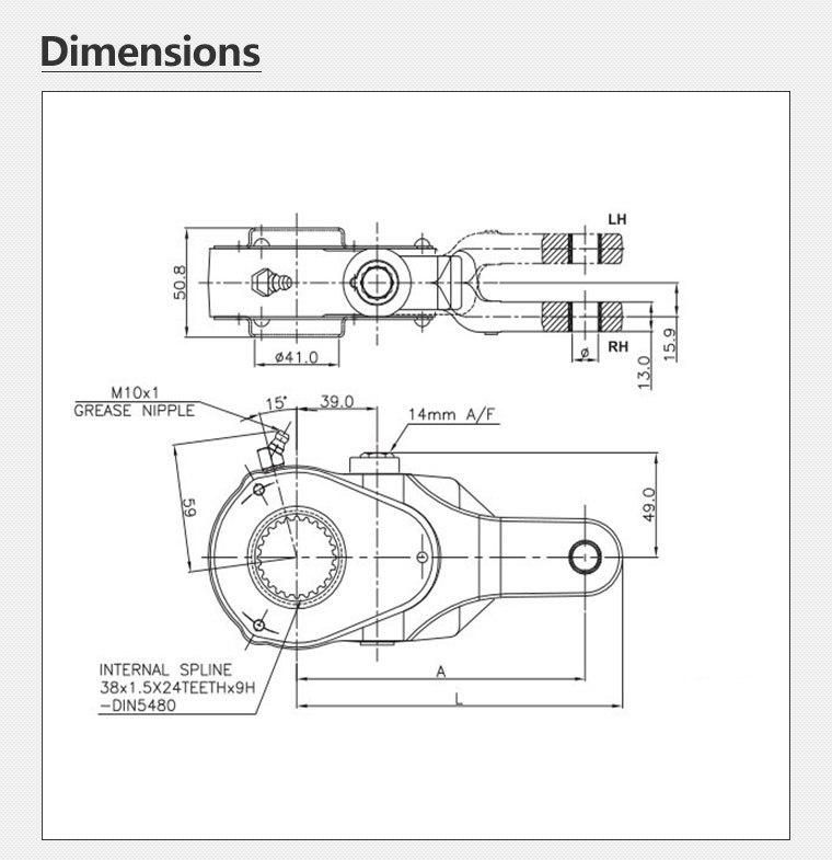 Heavy Spare Truck Parts Manual Brake Slack Adjuster 25734110178 Manual Slack Adjuster