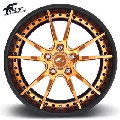 OEM Forged Alloy Wheels Gold Chrome Two-Piece 18/20/22/24 Inch Aluminum Rims