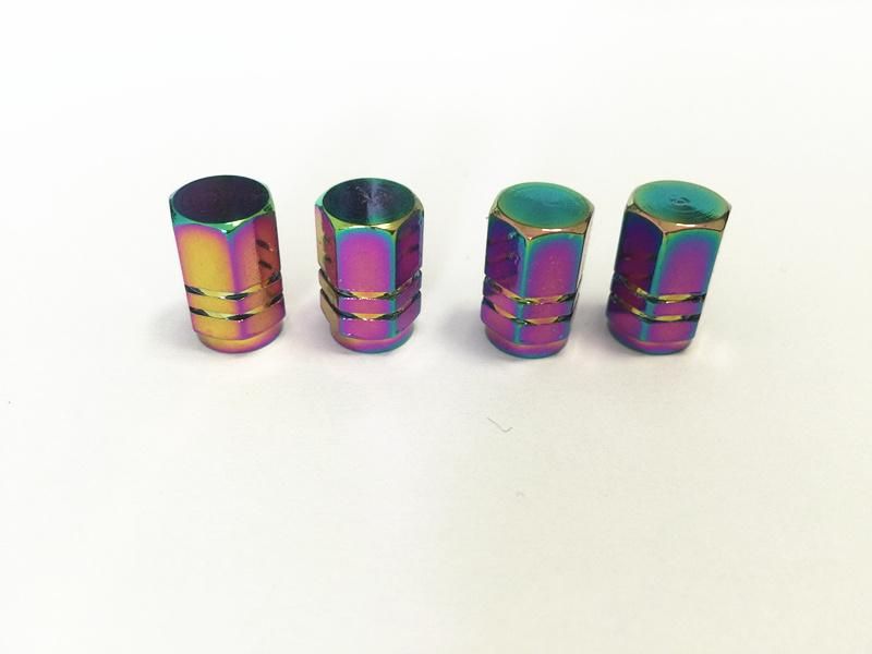 Rainbow Color Aluminum Style Car Wheel Tire Valve Caps Covers