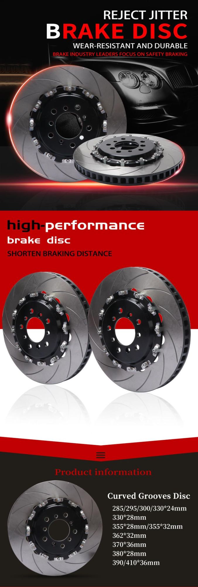 Dicase Brand Anti Aging Good Performance for Amg Red Caliper for BMW F20/ F30 370*36mm Brake Disc