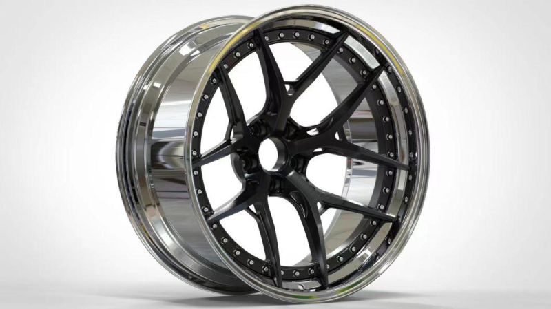 Popular Brushed Bronze Polished 19 20 22 Inch 2 Piece Rims Deep Lip Concave Dish 5X120 Forged Wheels