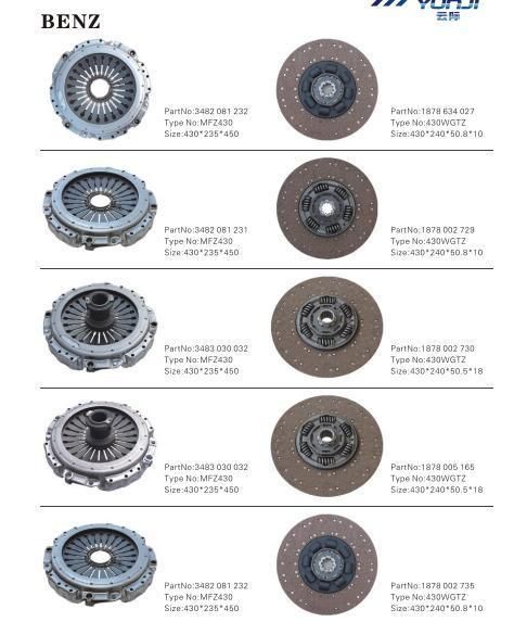 430wgtz Truck Clutch Disc Clutch Disc Kit for Mercedes Benz Truck OE 1878634027