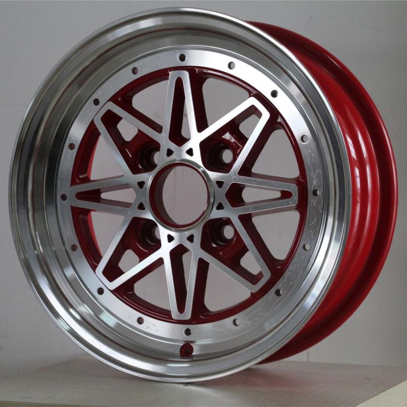 Mesh Design 14X5.5/16X7.0 Inch Red Machine Face Passenger Car Alloy Wheel Rim 4X100/4X114.3