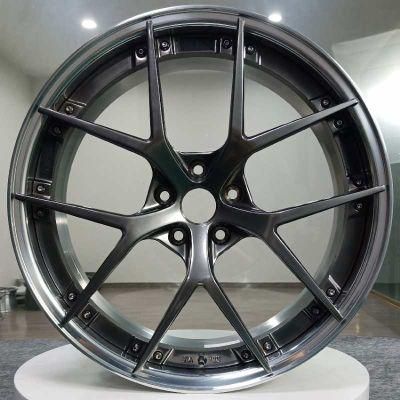 2 Piece Forged Mag Rims Racing Wheels Polishing Wheel Barrel and Hyper Black Finish Color for Center Disk