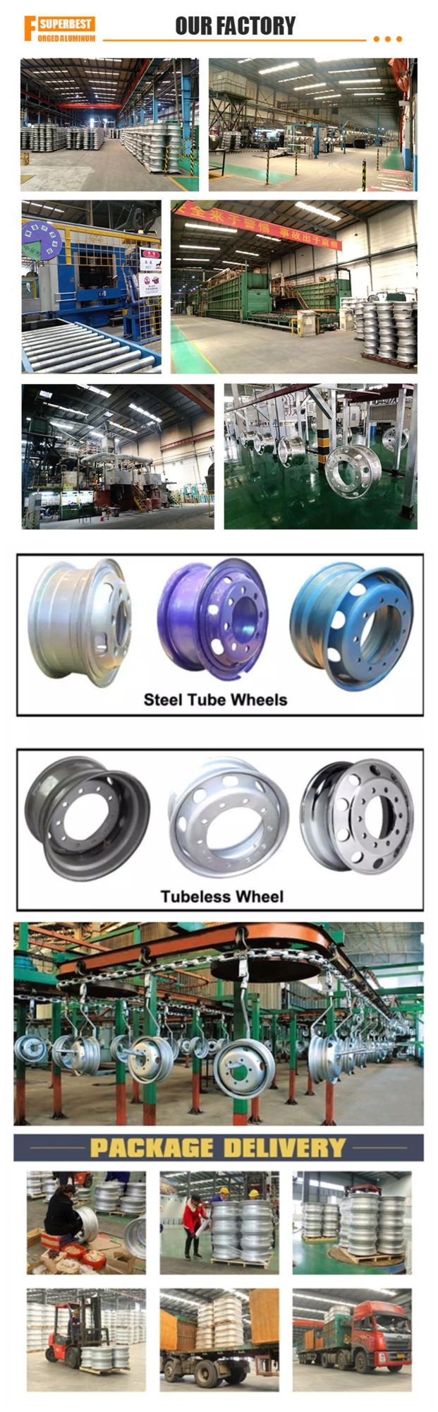 Truck Steel Wheel Tubeless Steel Wheel Alloy Rim Car Rims Car Spare Parts 22.5*8.25, 22.5*9.00