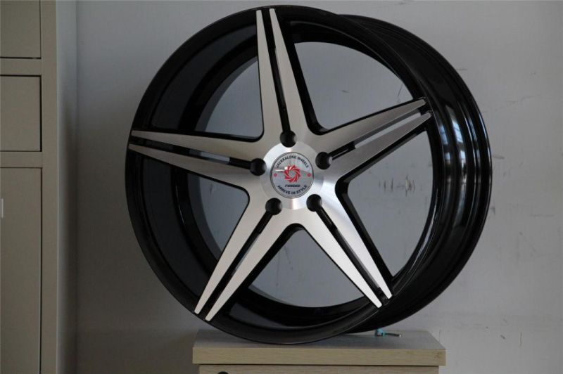 Concave Car Wheel Rim with Matt Black Machined Face