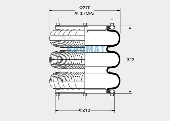 Hight-Quality Rubber Bellows 10X3 Triple Convoluted Air Suspension Spring