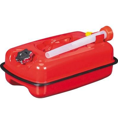 Red 5L Horizontal Jerry Can Steel Petrol Fuel Tank for Boat/4WD/Car/Camping Built-in Spout