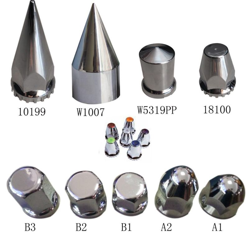 Plastic Chrome Lug Nut Cover Spike Nut Cover 33mm Diameter and 80mm Height Pointed Nut Cover