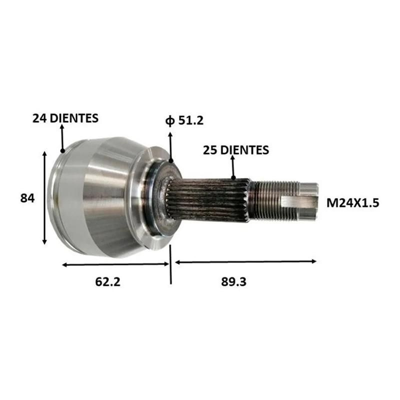 Auto CV Joint AG2 for Pin CV Joint Wheel Side RAM 700 2015-2019 25X24