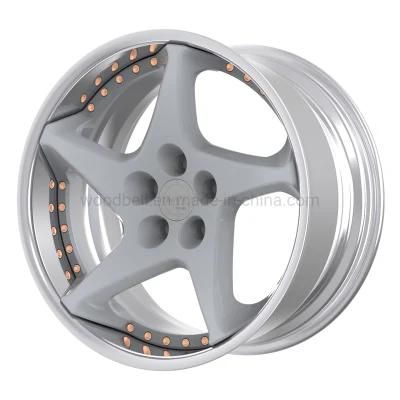 T6061-T6 Forging 5 X 100 5 X 108 5 X 112 18 Inch 2-Pieces Lip Polished Center Gun Gray Replica Alloy Wheel Wholesale Rims