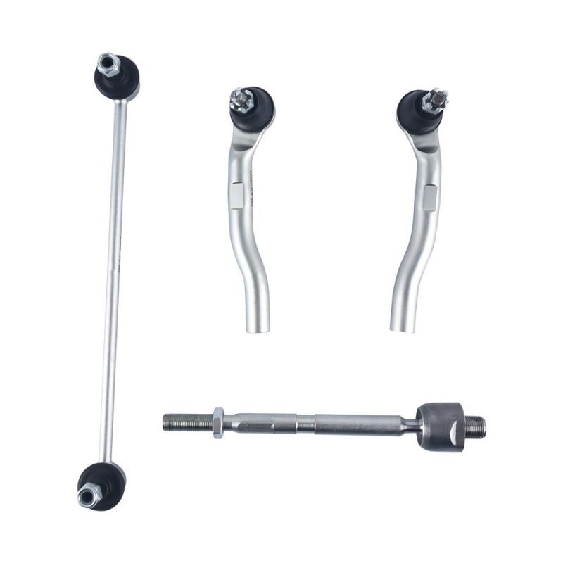 4 Pieces Suspension Kit Includes Front Stabilizer Link, Left&Right Tie Rod End and Rack End Tie Rod End for Honda Fit 2009-2014