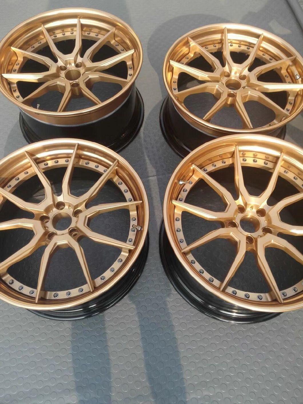 Via/Jwl Certificate Customized Test Alloy 6061-T6 Polished 12-26 Inch 2 Piece 3 Piece Forged Wheels Auto Parts for Replica Mag Cars for BMW/Benz Made in China