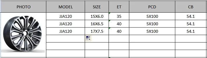 JJA120 JXD Brand Auto Spare Parts Alloy Wheel Rim Replica Car Wheel for Toyota