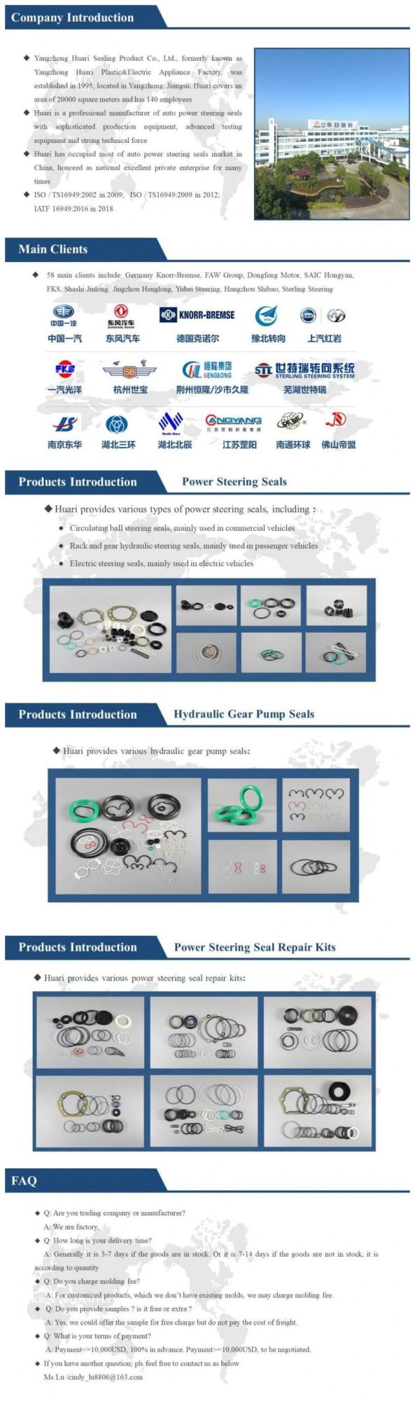 Power Steering Seals Repair Kit for Jf (Jiefang) J6