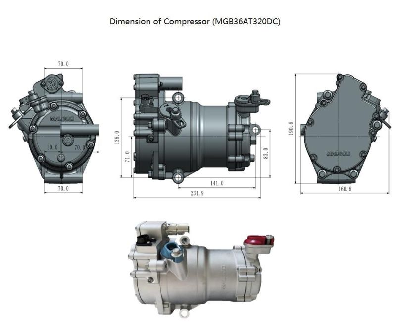 Semi-Hermetic Horizontal Electric Vehicle Transport Scroll Refrigerator Compressor