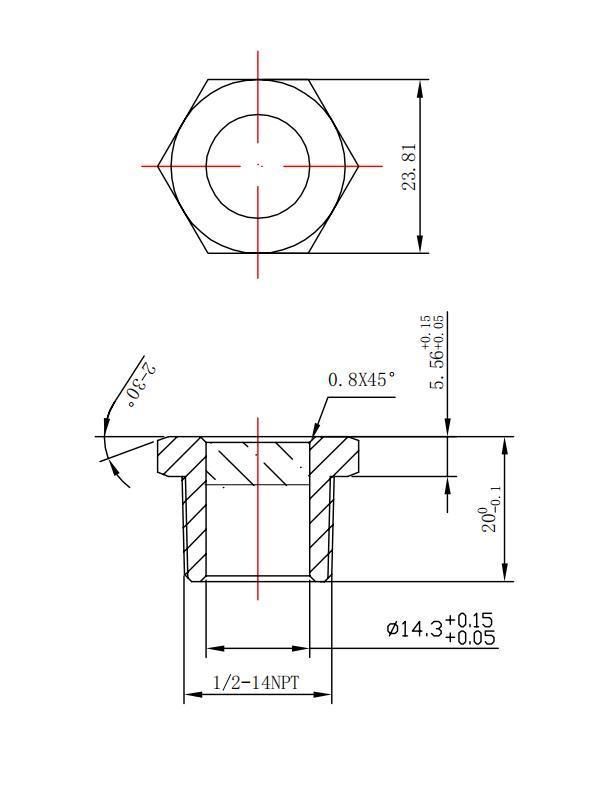 Steel Sight Glass G 1/2 -14 NPT with Reflector and FKM Seal