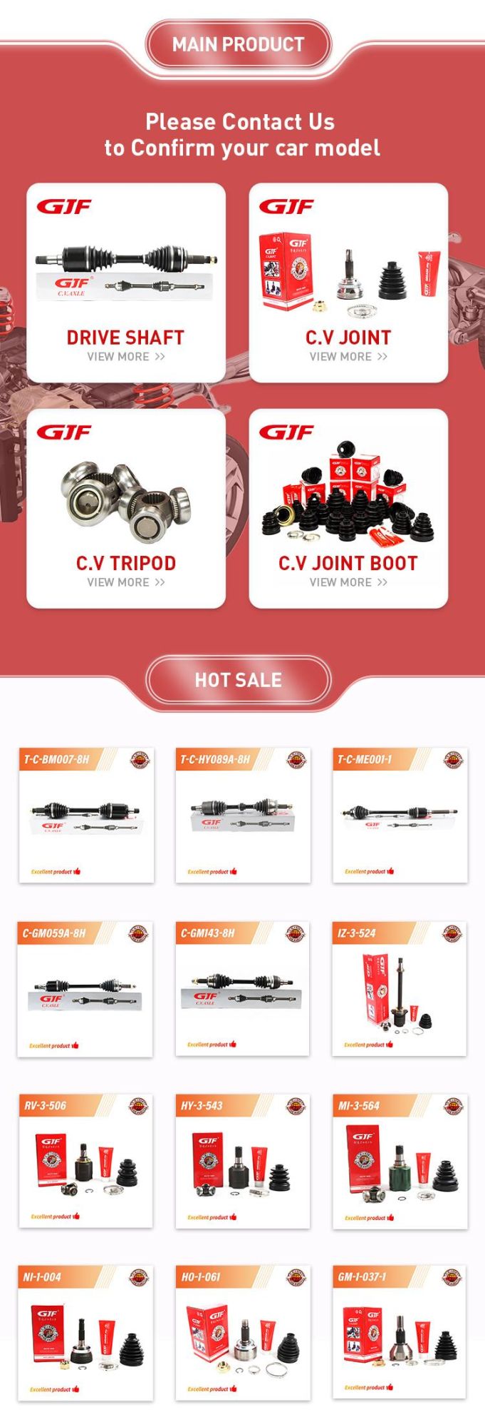 Gjf Auto Spare Parts Left and Right Outer C. V Joint for KIA Pride 1.3 at Mt Mz-1-024