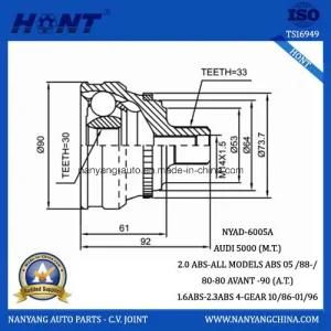 Outer Universal Joint Within 45 ABS for Audi 5000 (M. T.)