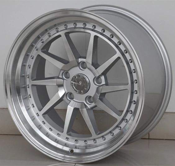 Silver Machine Face Wheel Rim Mesh Design Passenger Car Alloy Wheel Rim with Rivets