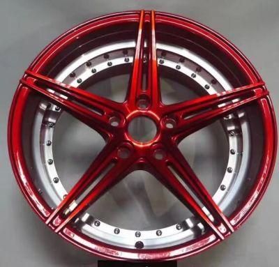 2021 New Design Five Spoke Aluminum Alloy Rims Matte Black Red Rims 17/18 Inch Alloy Car Forged Wheels Rims