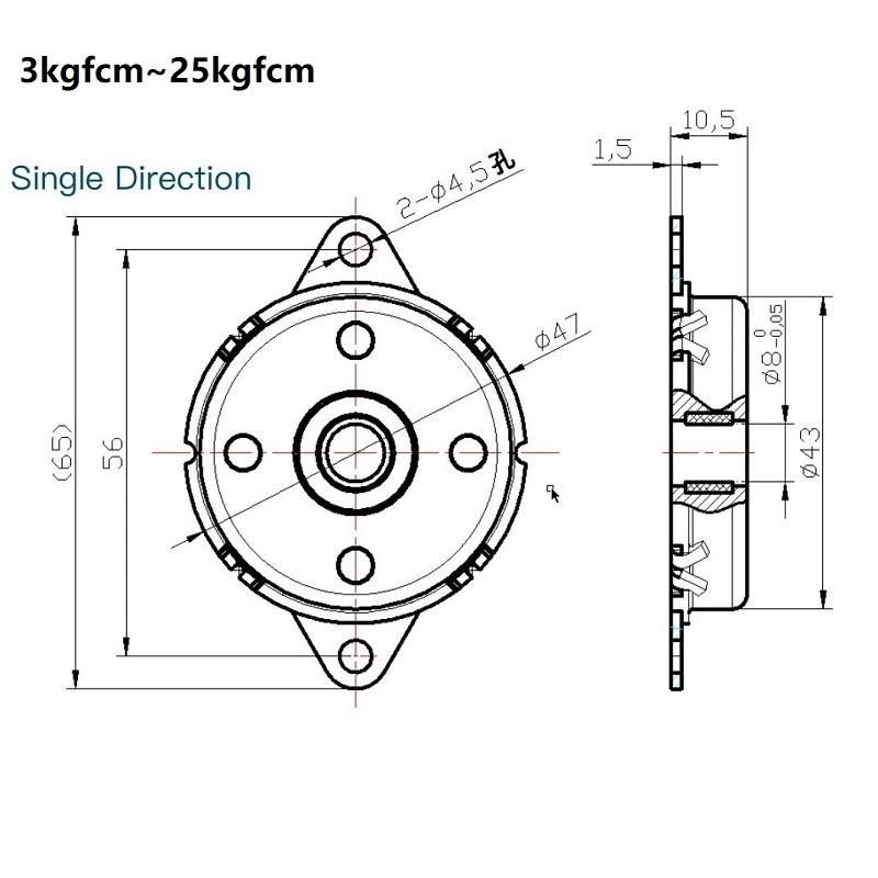 Rotary Damper Metal High Torque Steering Damper Hydraulic Damper for Chair and Seat Metal Stamping Parts 0.3-2.5nm