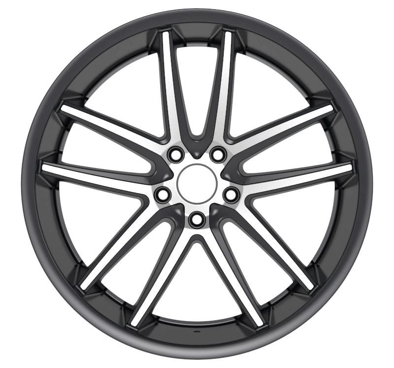 Alumilum Alloy Wheel Rims 20/22 Inch 5 Hole 112-120 PCD Black Machined Face Wheels for Passenger Car Wheel China Professional Manufacturer