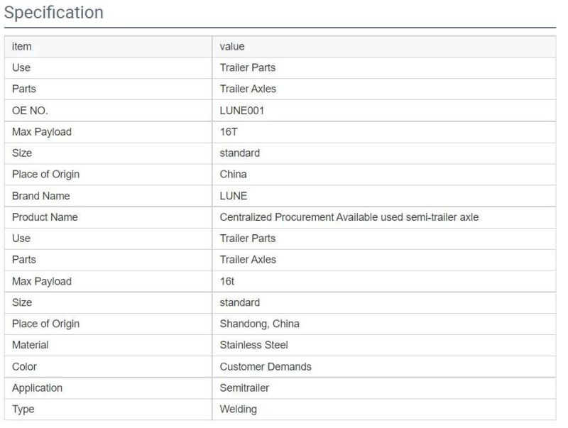 Centralized Procurement Available Used Semi-Trailer Axle