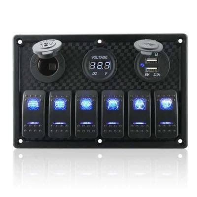 8 Gang Rocker Switch Panel Digital Voltmeter Display