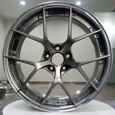 2 Piece Forged Aluminum Rims Wheels for Polishing Wheel Barrel and Hyper Silver Center Disk for Customized Alloy Wheels