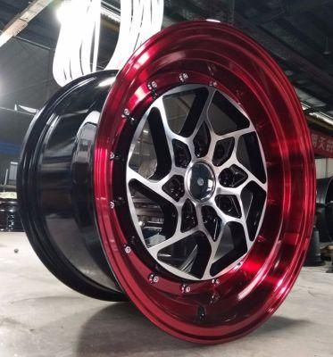 15inch Red Coating with Rivets Wheel Rim Tuner