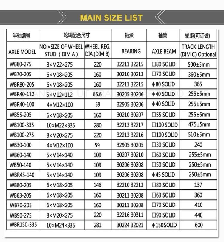 6 Studs Farm Trailer Stub Axle