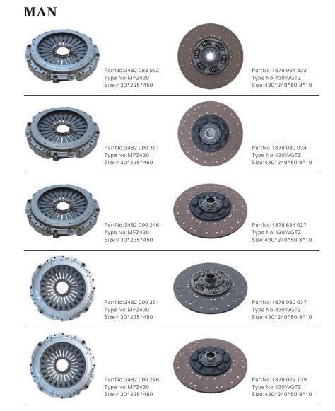 430mm Truck Clutch Disc Kit Clutch Cover Set for Mercedes Benz Parts OE 3482081232