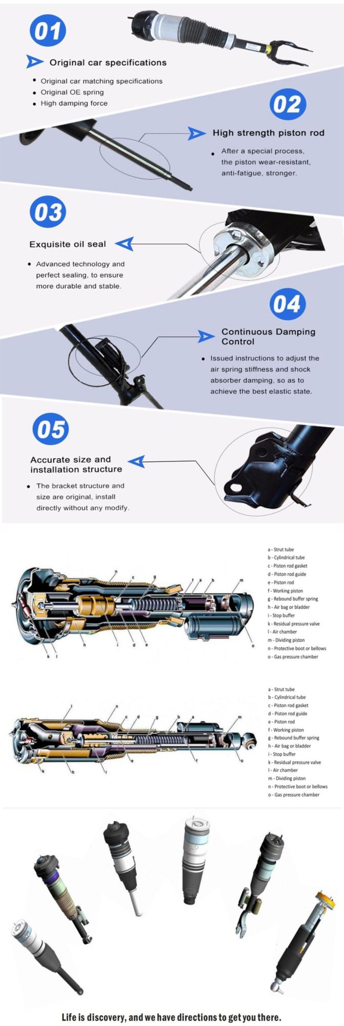 Manufacturer Auto Parts Front Spare Parts fit VW Tourage Audi Q7 Porsche Cayenne  7L8616039D 7L8616040D Air Suspension Strut Shock Absorbers