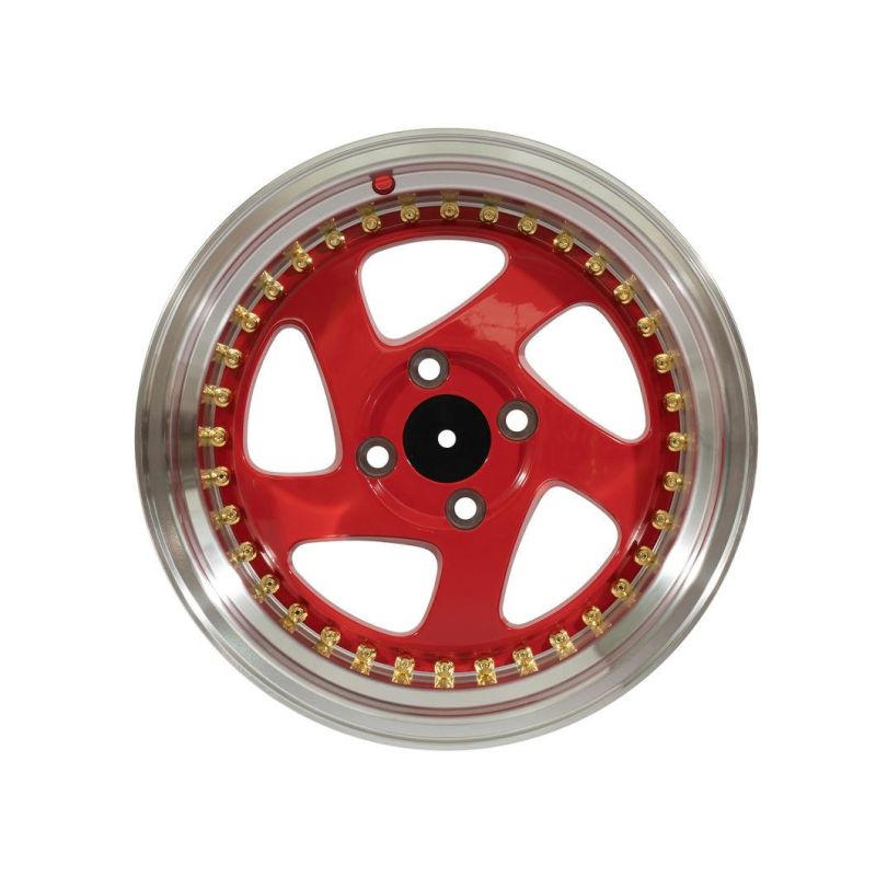 Custom Machine Face Black Red Line 114.3 15 Rims Alloy Wheel Aluminum