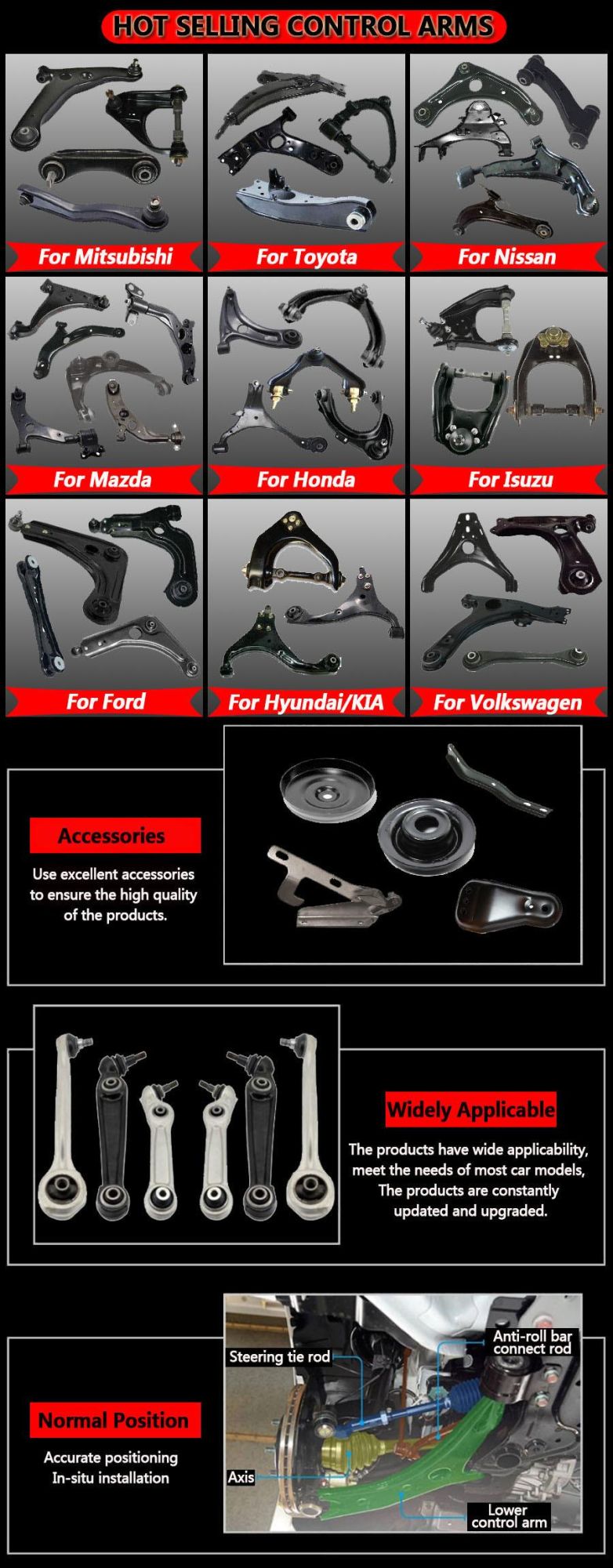 Gdst Factory Price Adjustable Lower Upper Control Arms 48069-12250 for Toyota