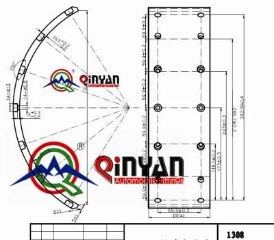 Heavy Duty Truck Qy-1308 Brake Lining