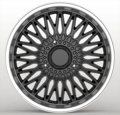 17*9.0 Inch Passenger Car Wheels Black Machined Lip Deep Lip Aluminum Alloy Wheel