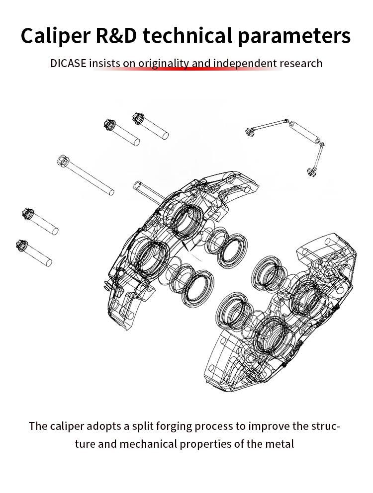 Fast Shipping Car Brake D42 Front 4 Pot Caliper Kits Rear E-Handbrake Expand Disc for VW Golf Gti/Audi/Mazda 17inch