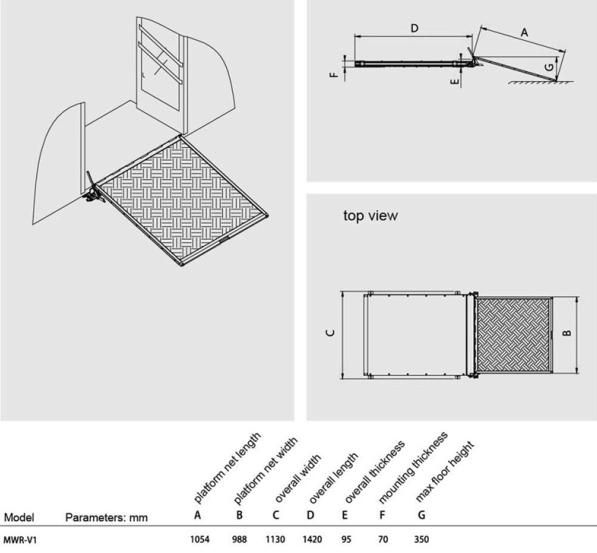 Manual Wheelchair Ramp for City Bus with Capacity 350kg to Help Wheelchair Occupant to Get on Bus