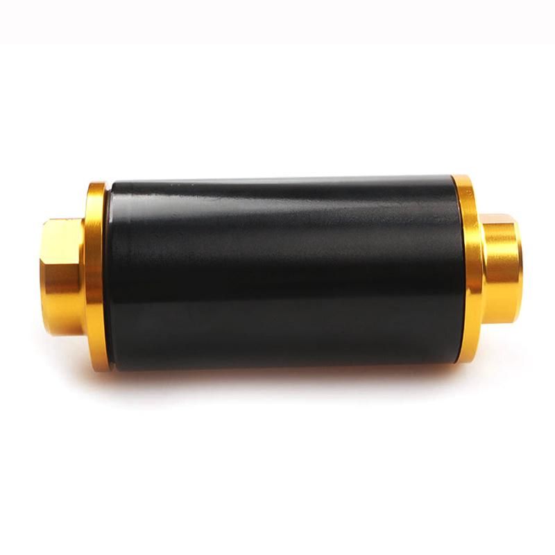 New Universal 58mm Aluminium Inline High Flow Fuel Filter with An6 An8 An10 Fittings for Racing Cars