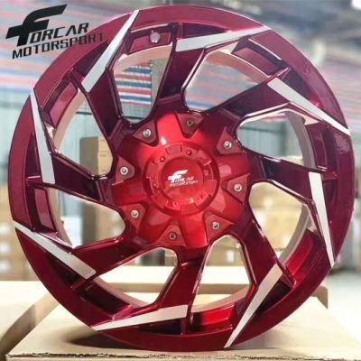 Custom Wheels Red Machine Face Forged T6061 Aluminum Car Rims