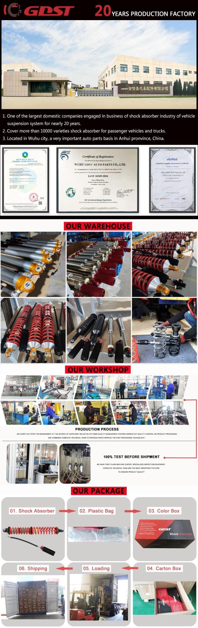 Automobile Coilover off Road Damping Force Adjustable Shock Absorbers for Vigo Shock Absorber