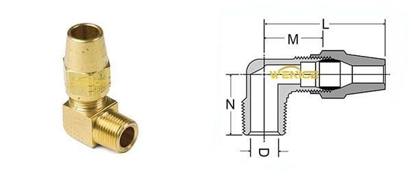 90 Degree Air Brake Brass Compression Male Elbow for Copper Tubing Male Elbow