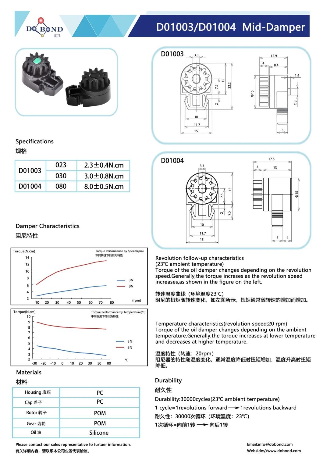 Plastic Soft Close Damper Gear Damper Rotary Damper