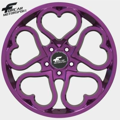 2022 New Heart Chrome Purple Aluminum Alloy Car Wheel