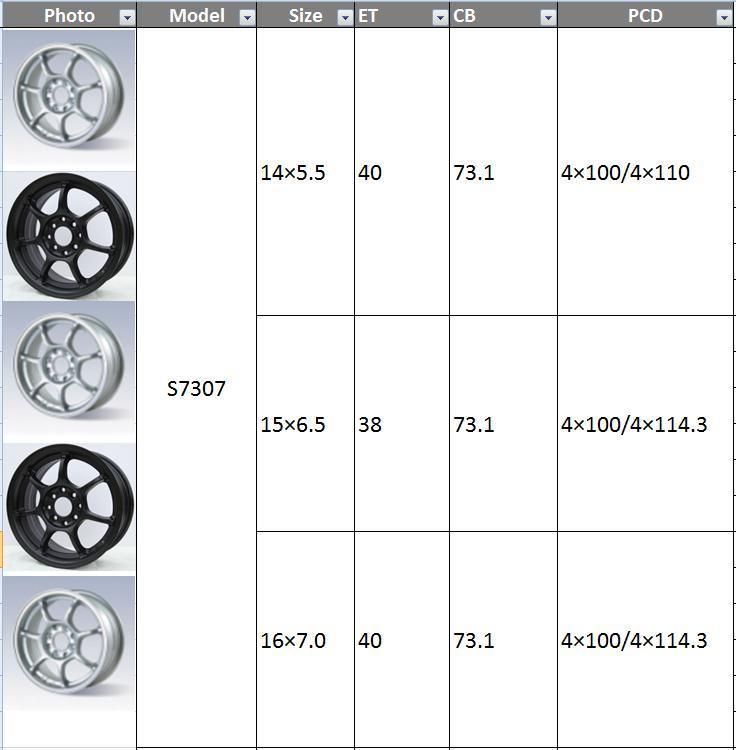 S7307 JXD Brand Auto Spare Parts Alloy Wheel Rim Aftermarket Car Wheel