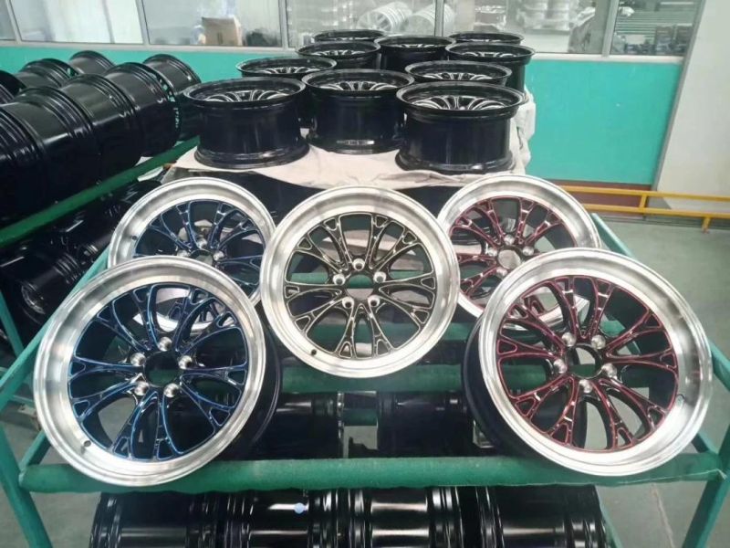 4*100 4*110 4*114.3 Aftermarket Aluminum Alloy Wheels Rims Blue Line Red Line 15 14 Inch Alloy Wheels