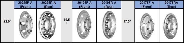 (20225F-A) 22.5" T304 Stainless Steel (Deluxe Style) Front Wheel Trim for Steel Wheel of European Trucks/Buses