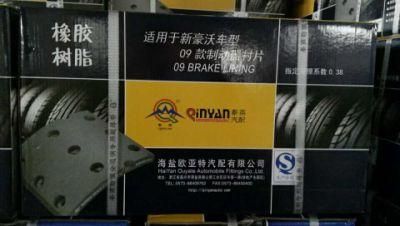 Rubber Resin Hot Sales HOWO Brake Linings